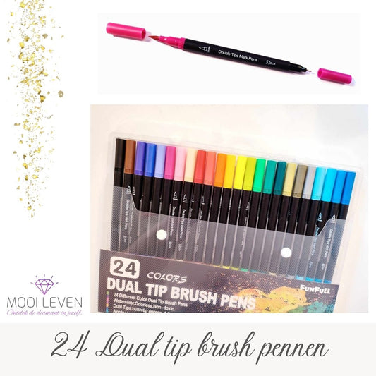 24 dual tip brush pennen