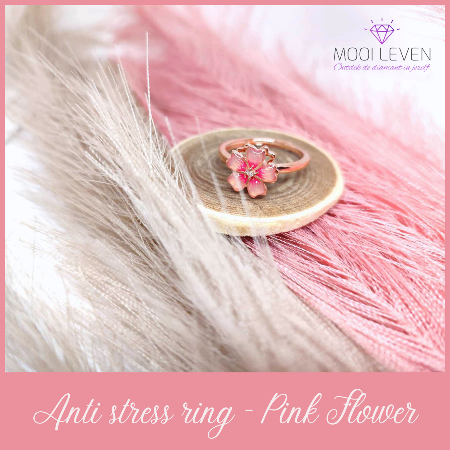 Anti Stress Ring - Pink Flower